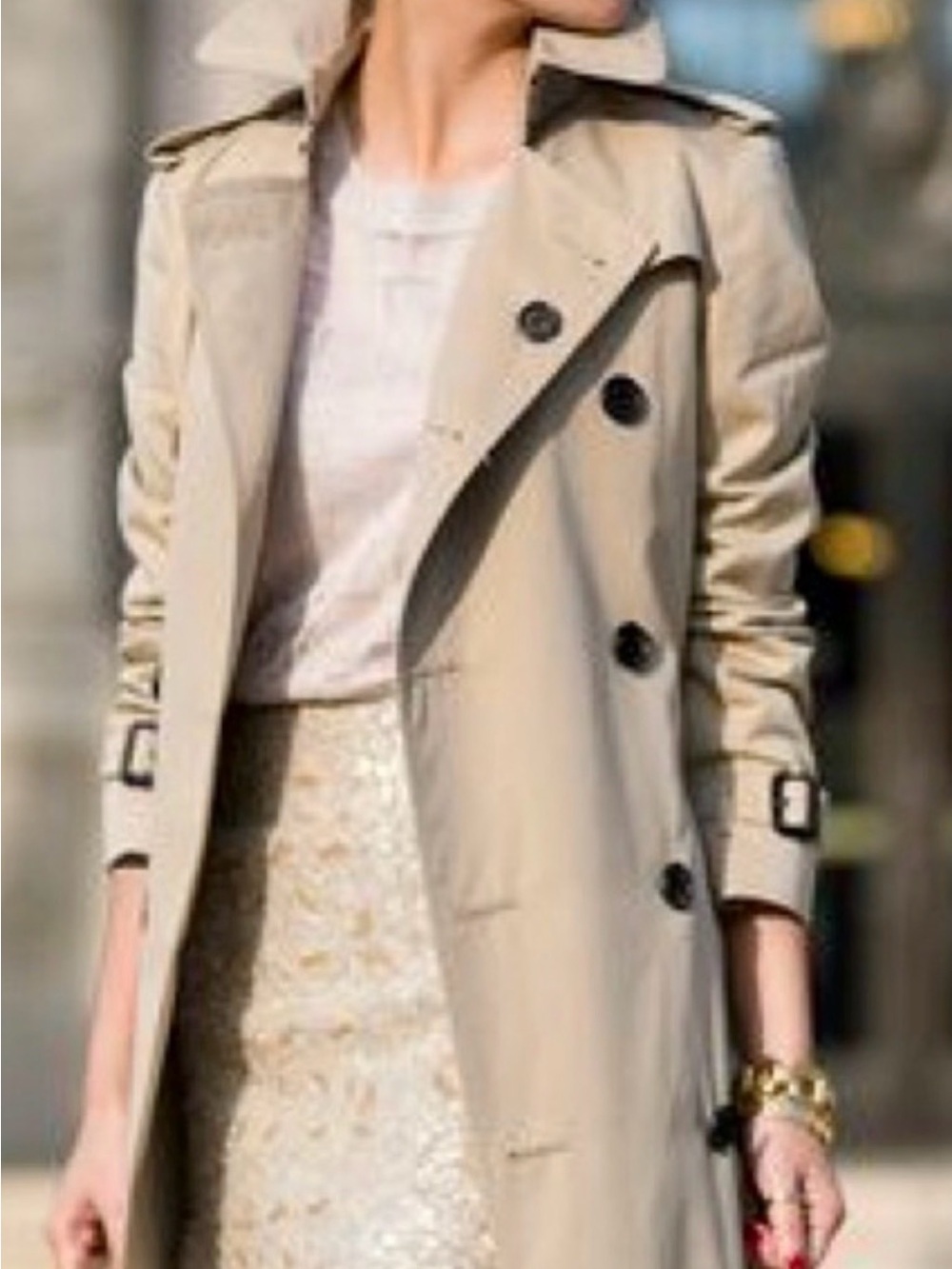 Banana Republic Khaki Double-Breasted Trench with Tie Belt - Picture 3 of 6